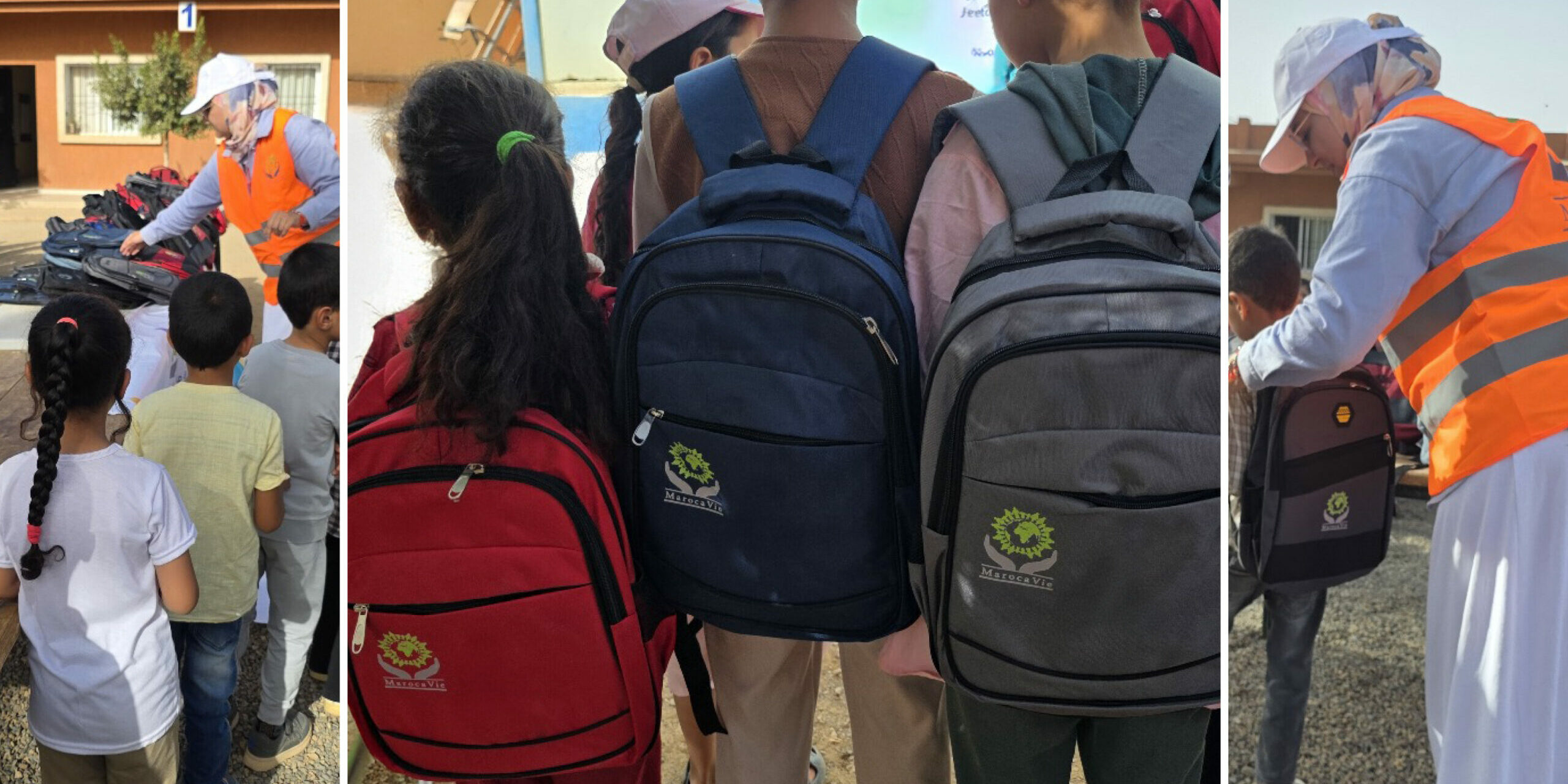 MarocaVie – Distribution de cartables – Soutient éducation Soutenir l’éducation dans le Sud marocain
